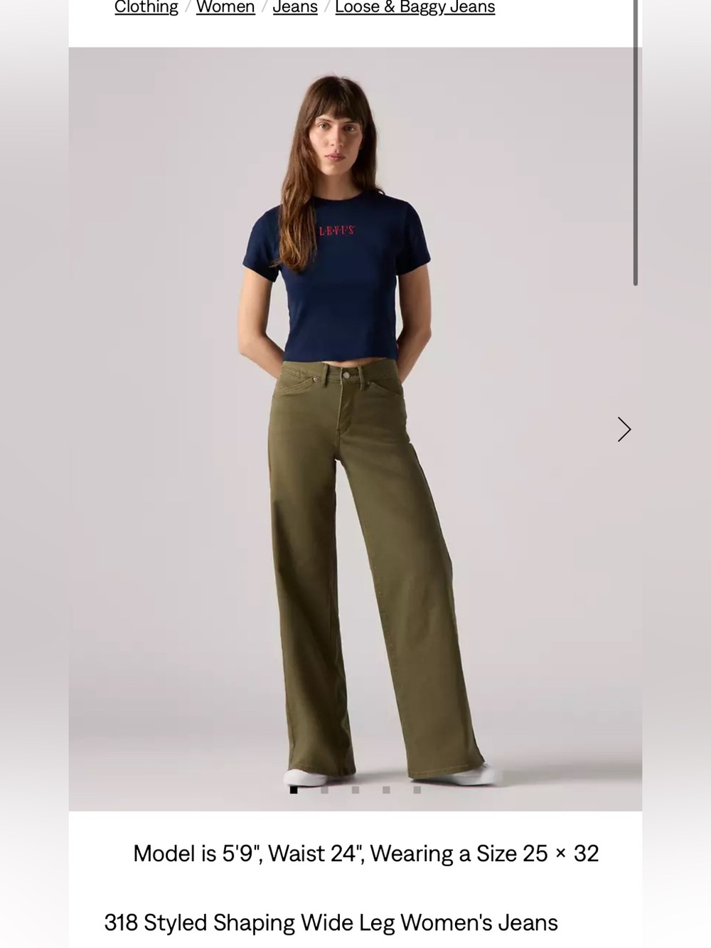 Levi's Olive Green Wide-Leg Women's Jeans